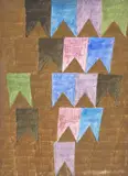 Bandeirinhas by Alfredo Volpi, têmpera sobre tela, offered Apr 2018