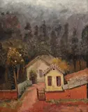 Cantareira by Aldo Bonadei, óleo sobre cartão, offered Apr 2018