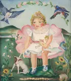 Menina Sentada em Flor by Anita Malfatti, óleo sobre tela, offered Apr 2018