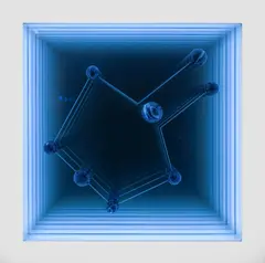 Ágata nº 5 by Alexandre Mazza, 2013, caixa de madeira, agata, pentagonita, espelhos e LEDs, offered Apr 2018