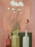 Natureza Morta com Flores Etc by Carlos Scliar, 1995, vinil e colagem sobre tela colado em madeira, offered Nov 2017