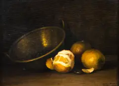 Roberto De Lamonica, Tacho com laranjas, óleo sobre madeira