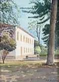 Casario com árvore by Pedro De Orleans E Bragança, aquarela sobre papel, offered Nov 2017
