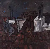 Jesus Fuertes, Gatos, 1981, óleo sobre tela