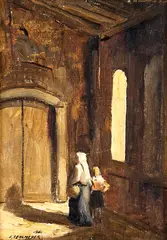Mulher e Criança by Edgar Oehlmeyer, 1960, óleo sobre tela colado em placa, offered Nov 2017