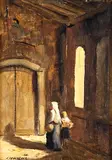 Edgar Oehlmeyer, Mulher e Criança, 1960, óleo sobre tela colado em placa