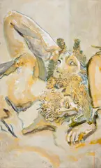 Homem e Cachorro by Ju Côrte Real, 1996, óleo sobre tela, offered Nov 2017