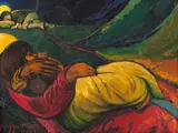 Quissak Júnior, Sem Título - da Série entre o Sonho e a Realidade?, óleo e colagem sobre madeira