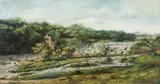 Alípio Dutra, Homem pescando no rio Piracicaba, 1913, óleo sobre tela
