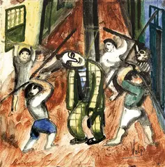 Judas by Alfredo Volpi, pintura em baixo esmalte sobre azulejo, offered Nov 2017
