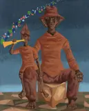 Estudo para "Pai e Filho no Joelho" by Clóvis Graciano, 1974, óleo sobre tela, offered Nov 2017