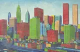 New York by Claudio Tozzi, 1983, acrílica sobre tela colado em madeira, offered Nov 2017
