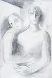 Ismael Nery, Casal, 1929, grafite sobre papel