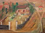 Alfredo Volpi, A casa da ladeira - Mogi das Cruzes, óleo sobre tela