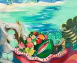 Cícero Dias, Frutas Com Praia ao Fundo, óleo sobre tela