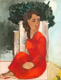 Cícero Dias, Mulher de vermelho, óleo sobre tela