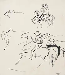 Carybé, Vaqueiros, 1965, nanquim sobre papel