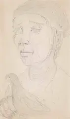 Clóvis Graciano, Figura com Pâssaro, 1968, grafite sobre papel