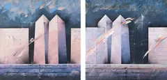 Sem Título (díptico) by Félix Toranzos, 1987, acrílica sobre tela colada em placa, offered Oct 2017