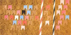 Bandeiras e Mastros by Alfredo Volpi, têmpera sobre tela, offered Oct 2017