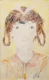 Candido Portinari, Menina com Tranças e Laço, 1957, crayon e lapis de cor sobre papel