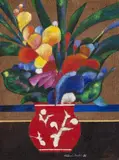 Vaso de Flores by Aldemir Martins, 1986, acrílica sobre juta, offered Aug 2017