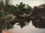 Paisagem com Rio by Augusto Rodrigues Duarte, 1886, óleo sobre madeira, offered Aug 2017