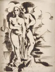 Casal by Ismael Nery, nanquim sobre papel, offered Aug 2017