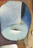 Dina Oliveira, Azul Plumario, 1985, óleo sobre tela