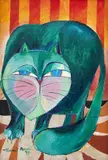 Gato Verde by Aldemir Martins, 1979, acrílica sobre tela, offered Jun 2017