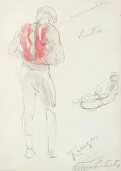 Candido Portinari, Índio de Costas, 1942, aquarela e grafite sobre papel