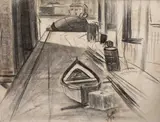 Barco no Cais by José Pancetti, 1937, carvão sobre papel, offered Jun 2017
