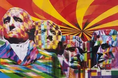Monte Rushmore by Eduardo Kobra, spray sobre tela, offered Mar 2017