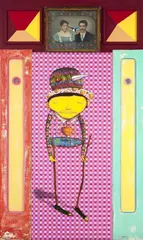 Osgemeos, Está Tudo Aqui, 2014, técnica mista sobre madeira