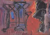 Iberê Camargo, Figura e Signos, 1984, óleo sobre madeira
