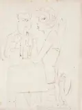 Casal Jantando by Di Cavalcanti, 1975, caneta hidrocor sobre papel, offered Mar 2017