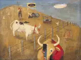 Newton Rezende, Vacas no Morro, 1981, óleo sobre tela