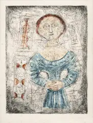 Menina by Massimo Campigli, litogravura sobre papel, offered Mar 2017