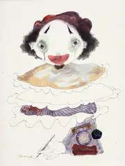 Palhaço by Ramirez Amaya, 1974, técnica mista sobre papel, offered Mar 2017
