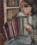 Sanfoneira by Lucy Citti Ferreira, óleo sobre placa, offered Nov 2016
