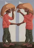 Trabalhadores by Clóvis Graciano, 1974, óleo sobre tela, offered Nov 2016