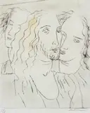 Candido Portinari, O Beijo de Judas, gravura a ponta-seca e e aquarela sobre papel