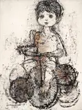 Darcy Penteado, Andando de Bicicleta, 1970, técnica mista sobre tela