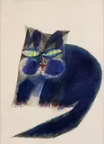 Gato Azul by Aldemir Martins, ecoline e nanquim sobre papel, offered Sep 2016