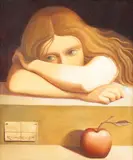 Menina com Maça by Reynaldo Fonseca, óleo sobre tela, offered Sep 2016