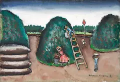 Colheita by Manuel Martins, 1971, óleo sobre tela, offered Sep 2016