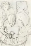 Candido Portinari, Lavadeira com Duas Amigas, desenho a grafite e crayon sobre papel