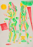 Dois Nus by Flavio De Carvalho, 1972, acrílica sobre papel, offered Jun 2016