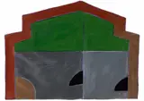 Leonilson, Sem Título, 1982, tinta acrílica, tinta metálica dourada e lápis de cor sobre papel