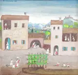 Vida Toscana by Fulvio Pennacchi, 1988, óleo sobre placa, offered Jun 2016